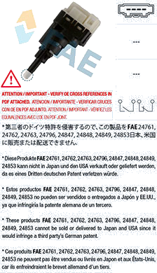 Interrupteur de feu stop — SEAT / SKODA / VAG — FAE 24761