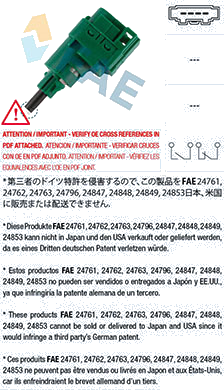 Interrupteur de feu stop — FORD / SEAT / SKODA / VAG — FAE 24762