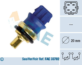 Sonde de température, liquide de refroidissement — VW — FAE 33780