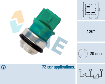 Sonde de température, liquide de refroidissement — MITSUBISHI / OPEL / RENAULT / VOLVO — FAE 34350