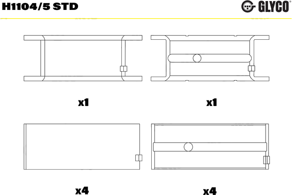 H1104/5 Coussinets de vilebrequin, cote standard — FEDERAL MOGUL H1104/5-STD