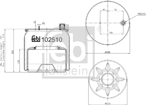 102510 Bellow, air suspension — LUCAS 1025/10