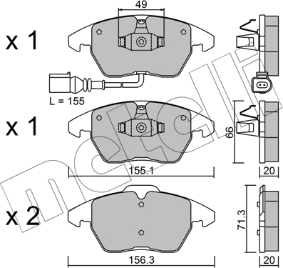 22-0548-0 Jeu de plaquettes de frein à disque — METELLI 22-0548-0