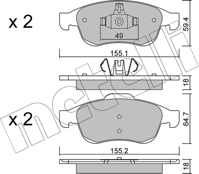 22-0817-0 Jeu de plaquettes de frein à disque — METELLI 22-0817-0