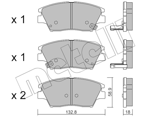 22-1098-0 Jeu de plaquettes de frein à disque — METELLI 22-1098-0