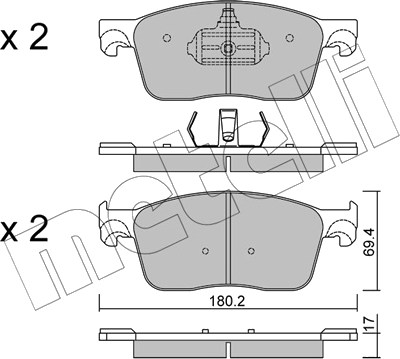 22-1107-0 Jeu de plaquettes de frein à disque — METELLI 22-1107-0