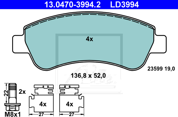13.0470-3994.2 Jeu de plaquettes de frein à disque — SNPM 573030B